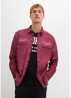 Långärmad bomullsskjorta med tvättad look, bonprix