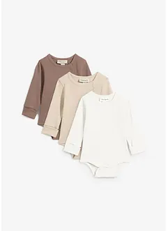 Långärmad body av ren bomull, justerbar längd (3-pack), bonprix