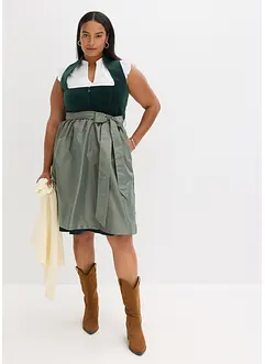 Dirndl med sammetlivstycke och satinförkläde (2 delar), bonprix