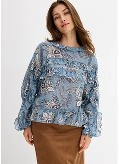 Chiffongblus med rysch, bonprix