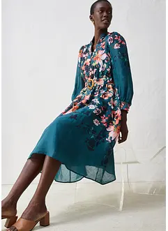 Midiklänning av rami (2 delar, med skärp), bonprix