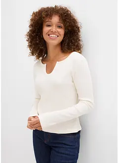 Ribbstickad topp av ekologisk bomull, bonprix