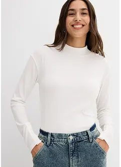 Ribbstickad topp med långa ärmar, bonprix