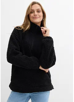 Fleecetröja med ståkrage, bonprix