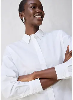 Skjortblus i oversizemodell med siden, bonprix