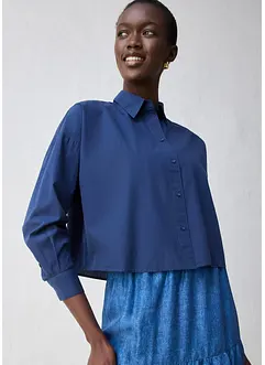 Skjortblus i oversizemodell med siden, bonprix