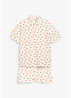Kort pyjamas av ekologisk bomull, med knappslå (2 delar), bonprix