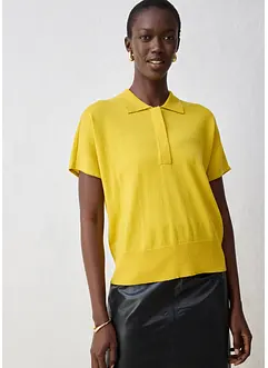 Finstickad tröja med sidenandel och krage, bonprix