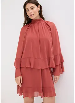 Chiffongklänning med volanger, bonprix