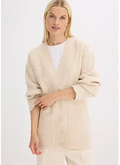 Cardigan med ribbstickat mönster, bonprix