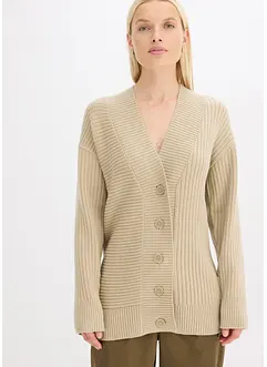 Cardigan med ribbstickat mönster, bonprix