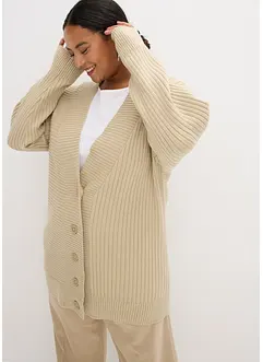 Cardigan med ribbstickat mönster, bonprix