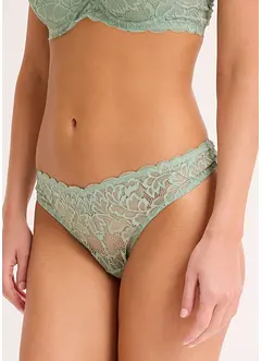 Stringtrosa med V-formad kant och blommönstrad spets, bonprix