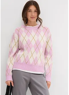 Finstickad tröja med rutmönster, bonprix