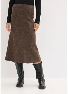 Stickad kjol i midilängd, bonprix