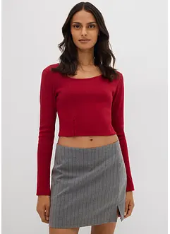 Ribbstickad topp i kort modell, bonprix