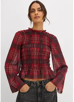 Blustopp med smockad infällning, bonprix