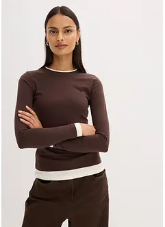 Långärmad topp av bomullsmix, bonprix