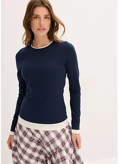 Långärmad topp av bomullsmix, bonprix