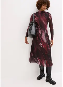 Mellanlång klänning i mjuk mesh, bonprix