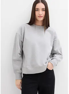 Sweatshirt med vid, ribbad krage av ekologisk bomull, bonprix