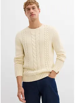 Grovstickad tröja med flätmönster, bonprix