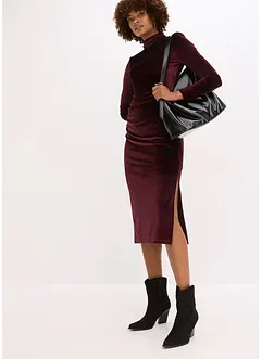 Mellanlång klänning i mjuk sammet, bonprix