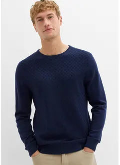 Finstickad tröja i bomullsblandning med merinoull, bonprix