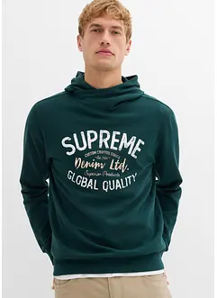 Sweatshirt med huva i mjuk bomullsmix, bonprix