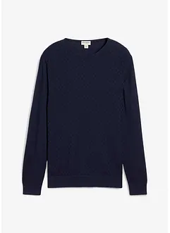 Finstickad tröja i bomullsblandning med merinoull, bonprix