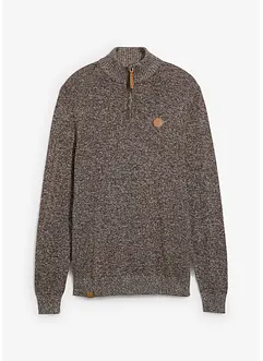 Tröja av ren bomull med krage och kort dragkedja, bonprix