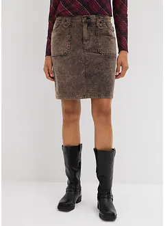 Kort manchesterkjol med tvättad look, bonprix