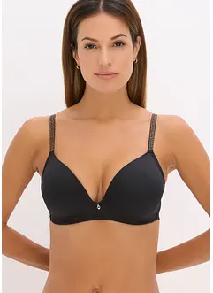 Formpressad BH utan bygel, med glittriga axelband, bonprix