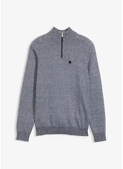 Tröja med krage och dragkedja, återvunnen bomull, bonprix