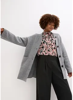 Kort stickad cardigan med skärp, bonprix