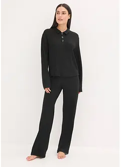 Ribbstickad topp och byxa i oversizemodell, bonprix