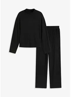 Ribbstickad byxa och topp i oversizemodell, bonprix