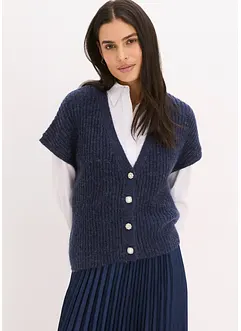 Stickad väst med dekorativa knappar, bonprix