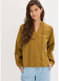 Bomullsblus med spetsdetaljer, bonprix