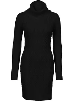 Figurframhävande stickad klänning med polokrage, bonprix