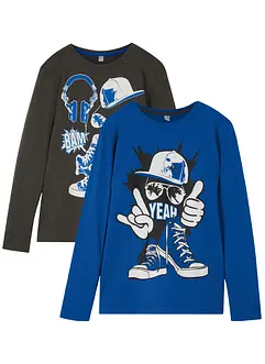 Långärmad T-shirt för barn (2-pack) med ekologisk bomull, bonprix