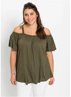 Cold shoulder-topp i mjuk viskos, bonprix