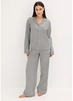 Pyjamas av vävd flanell med fiskbensmönster, bonprix