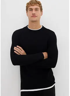 Tröja i bomullsmix med 2-i-1-look och struktur, bonprix