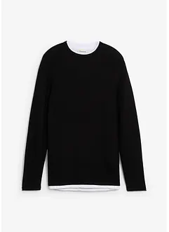 Tröja i bomullsmix med 2-i-1-look och struktur, bonprix