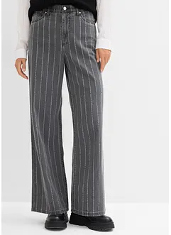 Wide Leg Jeans High Waist, med destroyed-effekter, bonprix