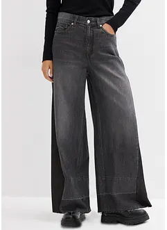 Wide Leg Jeans High Waist, med infällning, bonprix