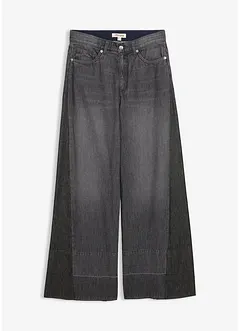 Wide Leg Jeans High Waist, med infällning, bonprix