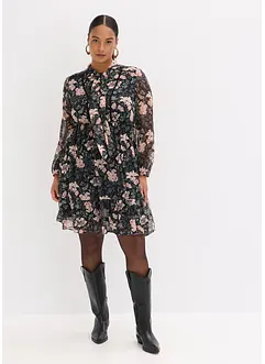 Mönstrad chiffongklänning, bonprix