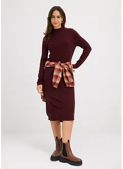 Stickad klänning med ståkrage, bonprix